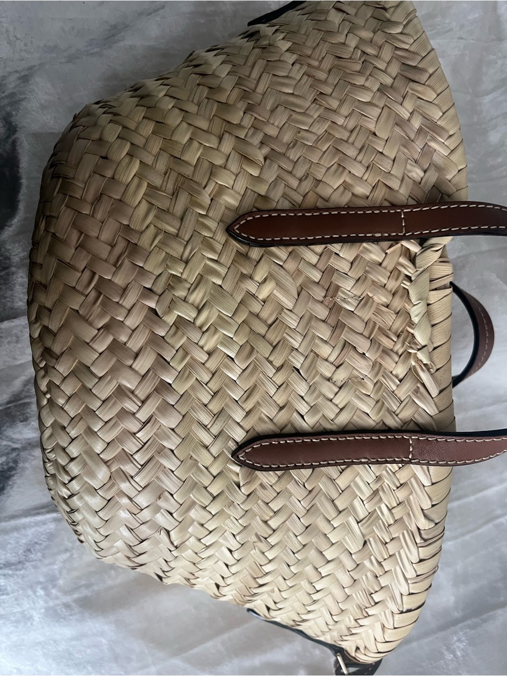 Jimmy Choo Brown Leather-Trim Natural Woven Tote - Picture 2 of 9